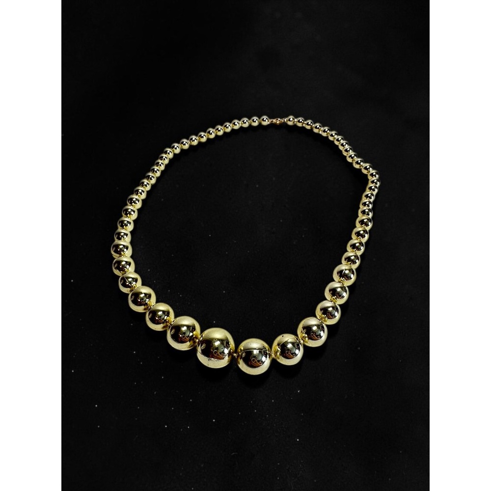 Retro Graduated Gold Color Bead‎ Necklace 24" Gold Tone Plastic Statement